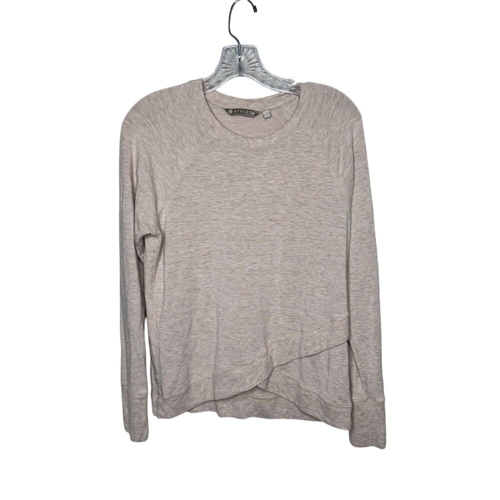 Athleta Women’s Beige Heather Asymmetrical‎ Hem Pullover Sweatshirt Size M
